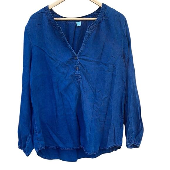 Old Navy chambray long sleeve v-neck blouse size XL - Picture 7 of 7